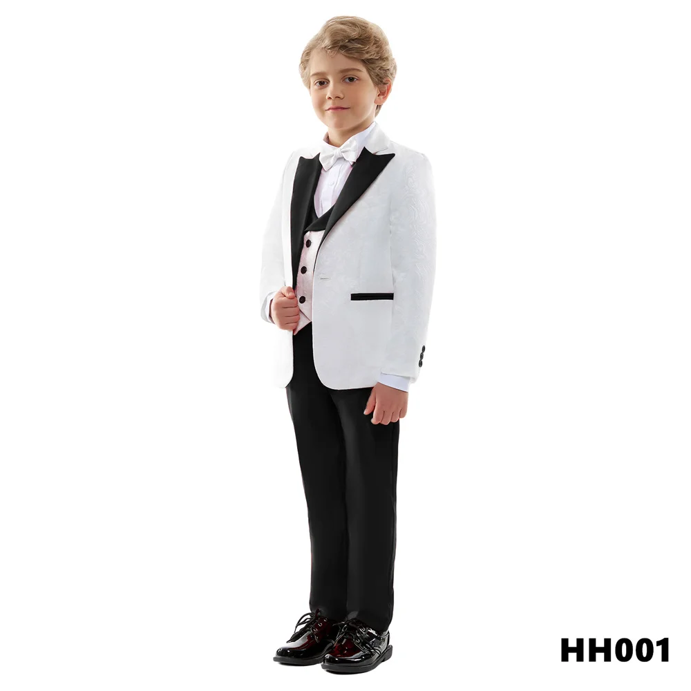 Formal Child Plaid Suit Set 2024 Wedding Host Show Party Performace Spring Autumn Flower Boys Kids Blazer Vest Pants Clothes