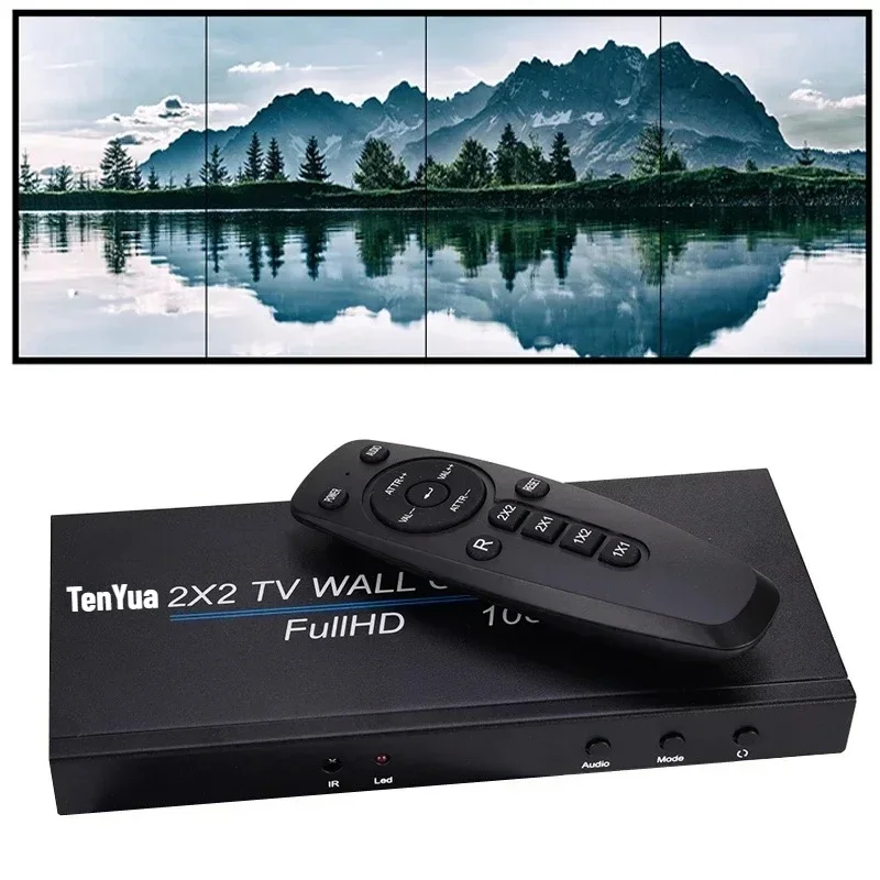 1080p 2X2 Video Wall Controller Multi Screen Processor 1x2 1x3 1x4 2x1 3x1 4x1 HD Video Splicer Splitter 2 3 4 TV Stiching Box