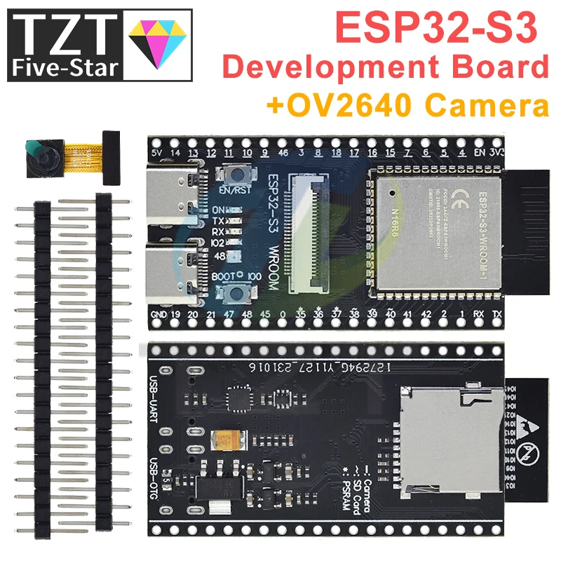 Imagem -03 - Tzt Cam Placa de Desenvolvimento Cam Wifi Módulo Bluetooth Câmera Ov2640 Wroom N16r8 Esp32-s3