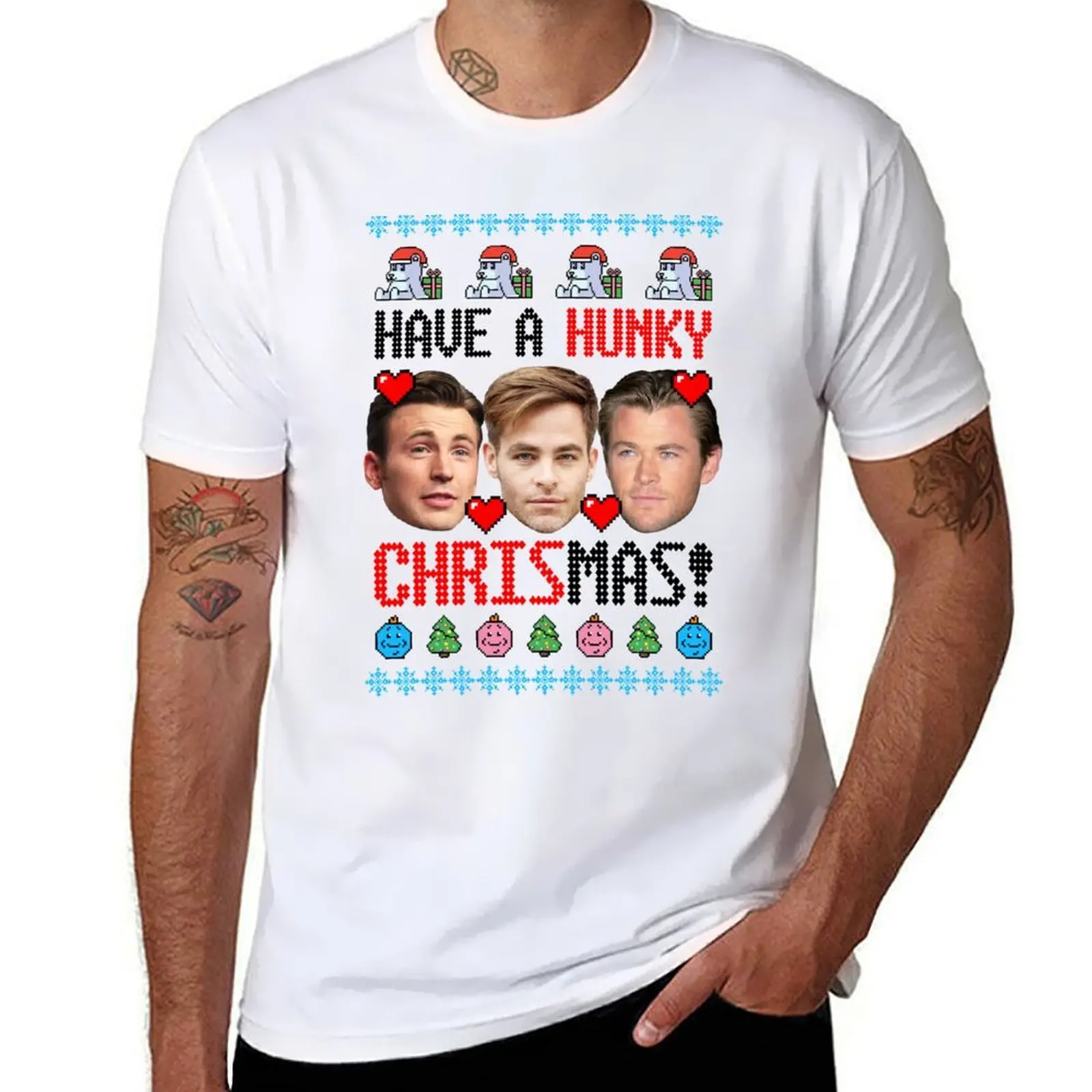 

Have a Holly, Hunky Christmas! Oops--CHRISmas. T-Shirt t shirt man designer t shirts for man cotton T-Shirt