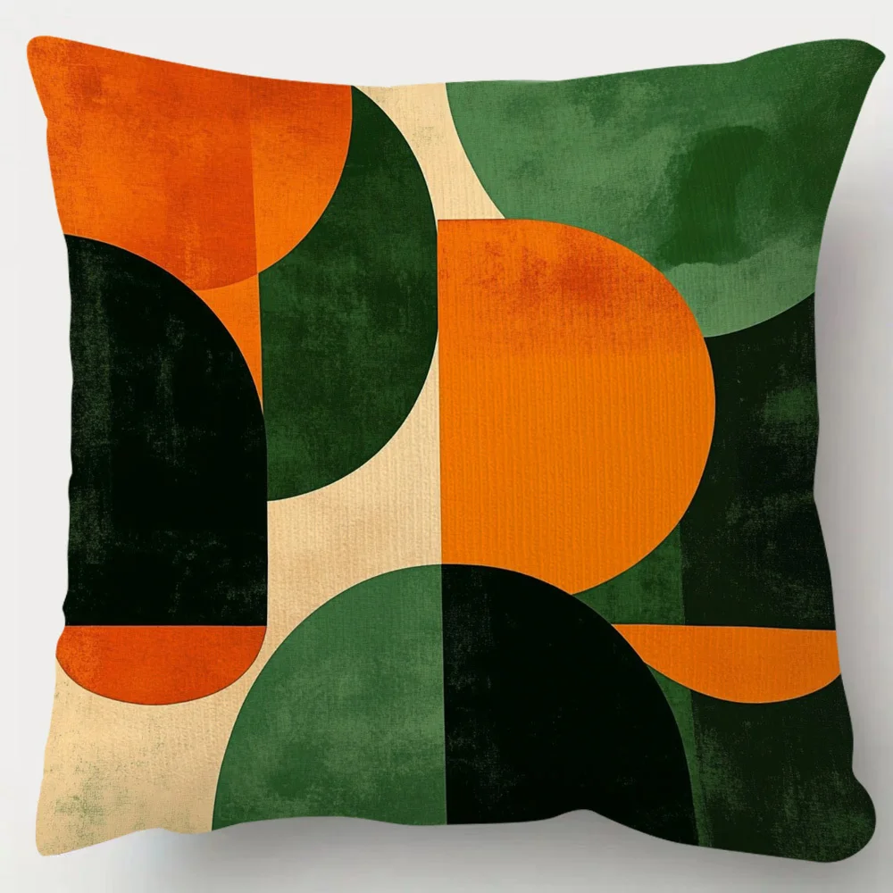 Vintage Mid-Century Modern Pillow Cover - Green Orange Black   Sofa Bedroom Decor