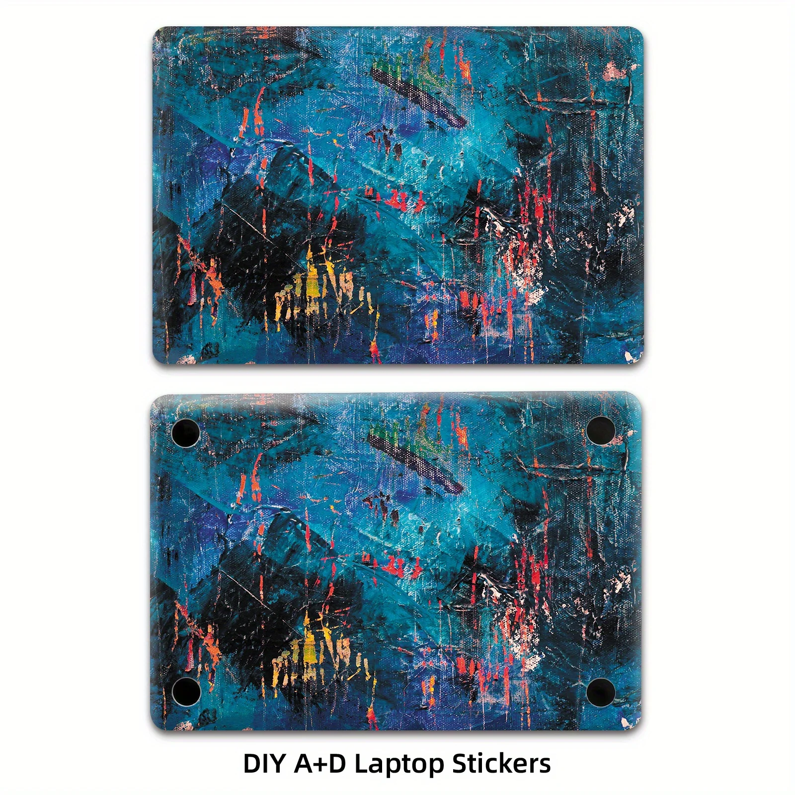 DIY 1 Set of 2 Piece Side-rendered Laptop Protective Film Colorful Self-adhesive Removable Laptop Decorative Sticker Decal