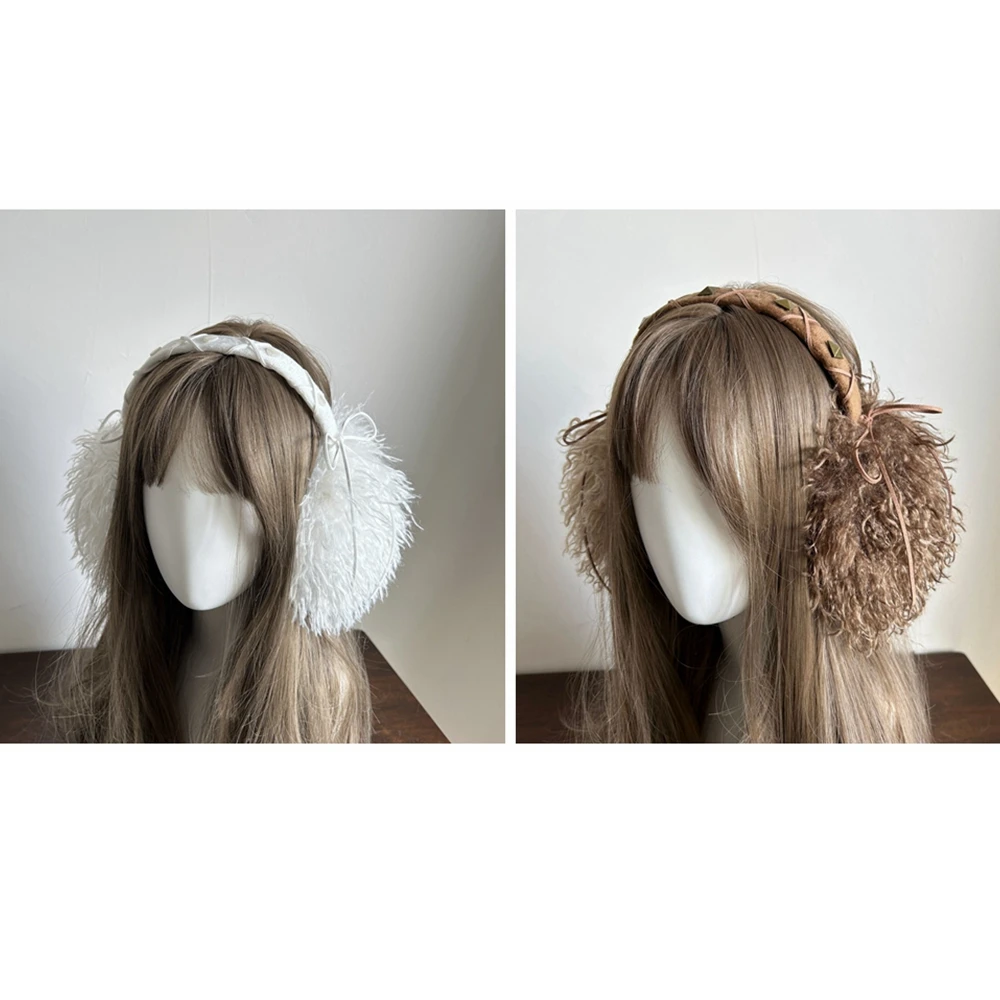 Cute Plush Warm Earmuffs Kawaii Girls Women\'s Lolita Warmer Muff Ear Cover Lovely Fold Headband Accessories