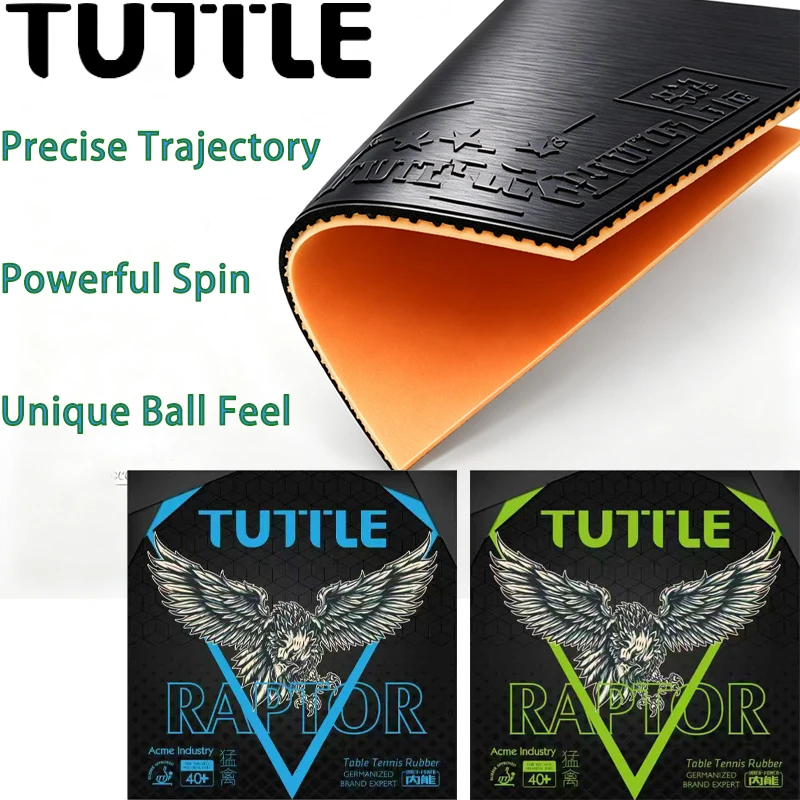 TUTTLE RAPTOR Table-tennis Rubber Sheet Pips-in 55A 66B Linear Grain Slightly Sticky Ping Pong Rubber with Sponge ITTF Approved