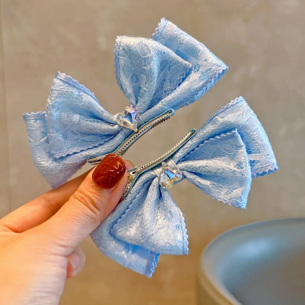 

Big Blue Bows Princess Pompom Hairpins Girl School Hairgrips Headwear Gift Hair Clip Long Ribbon Duckbill Clip For Children