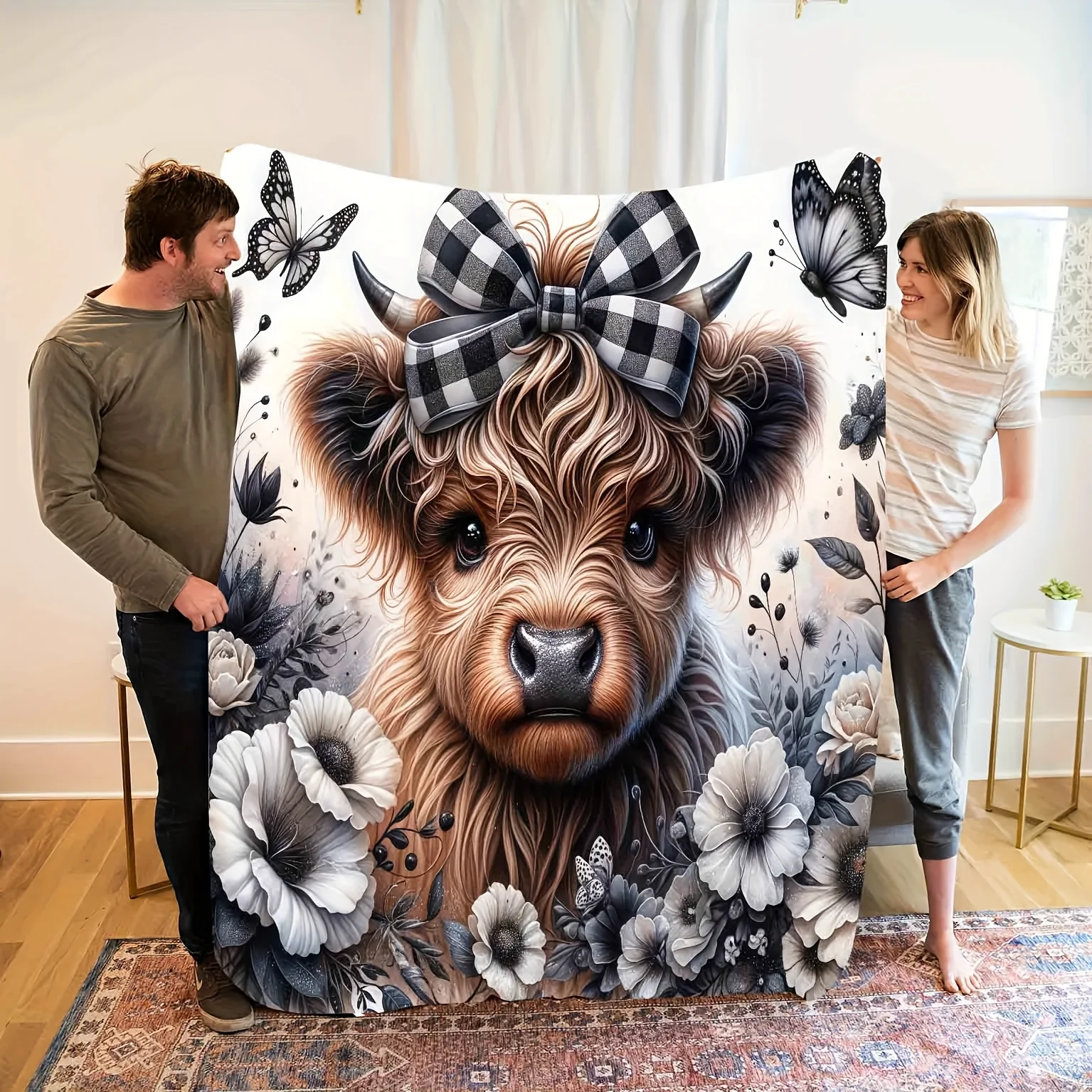 Highland Cow geruite deken - s - Highland Home Textiles recensie en prijs