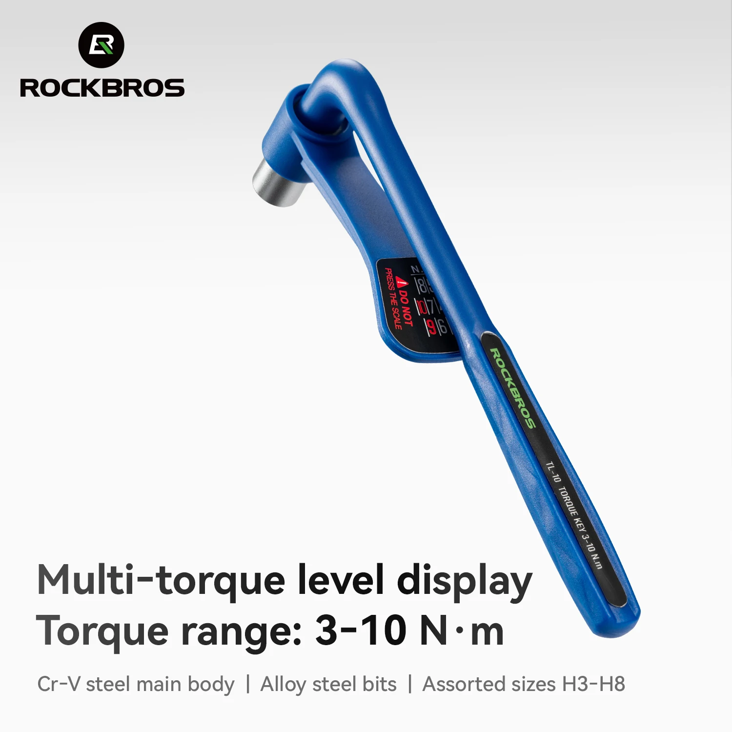 ROCKBROS Preset Torque Wrench 3‑10N CR‑V Chrome Vanadium Steel Bike Torque Key S2 Alloy Steel H3‑H8 Hex Screwdriver Bits