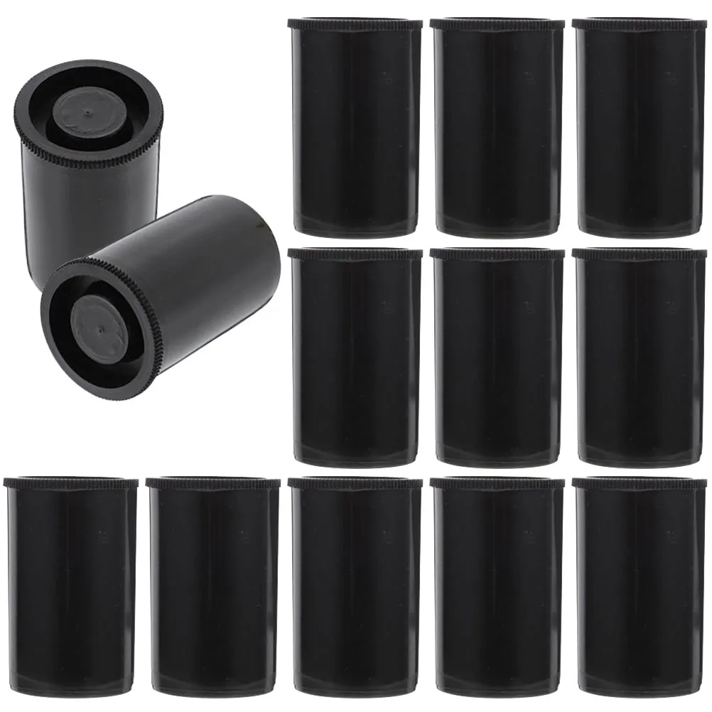 

50pcs Film Canisters Black Plastic Containers Lids for Storage Reusable Bulk Small Jars Protect Dust