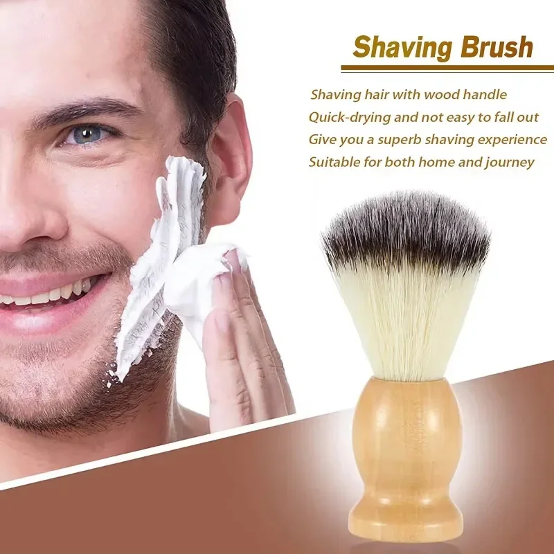 Shaving brush Men's Shaving Brush Barber Salon Men Facial Beard Cleaning Appliance Shave Tool Razor Brush with Wood Handle