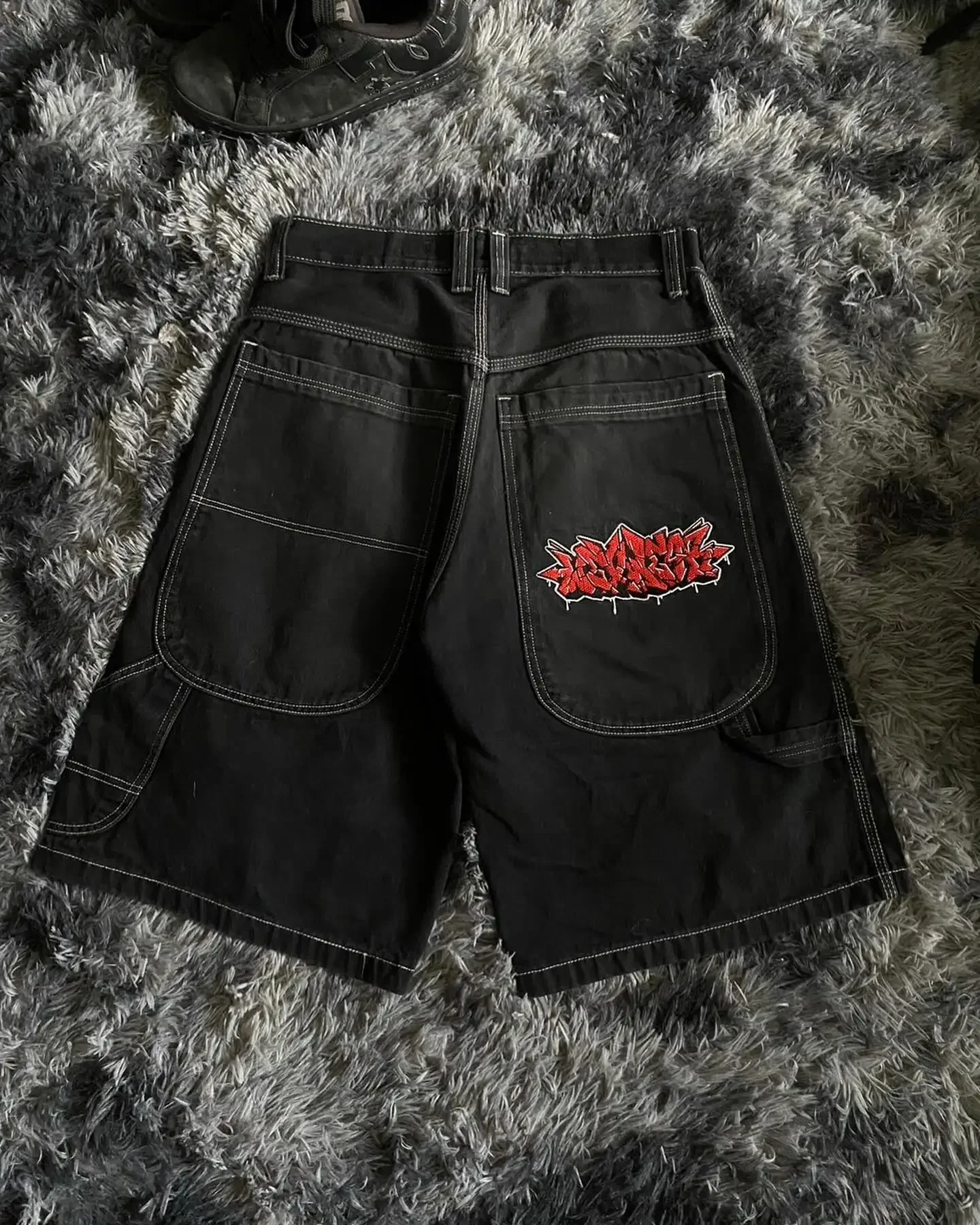 Short de Basket-ball en Denim pour Homme et Femme, Vêtement de Sortie avec Poche et Lettres Brodées, Style Hip Hop, Baggy, Taille Haute, Y2K