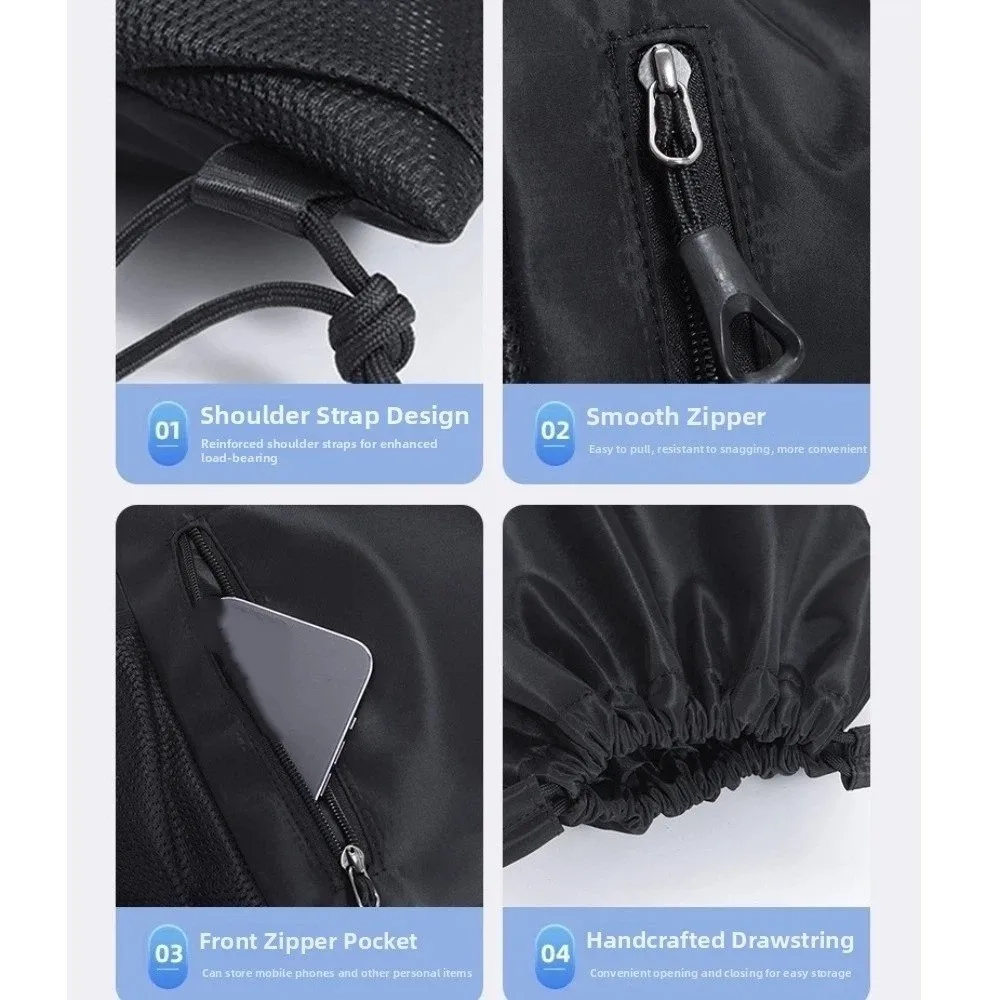Fashion Large Capacity Drawstring Backpack Lightweight Waterproof Gym Bag Solid Color Casual Student School Bag Gym