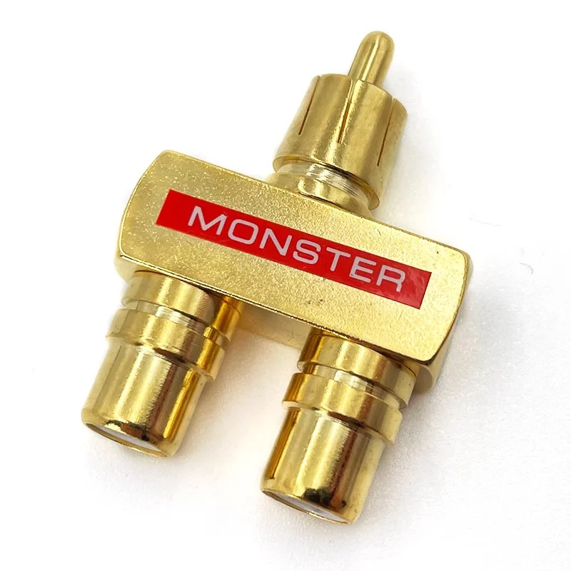 2/4/8/16PCS RCA Male Plug To 2 RCA Female Socket Connectors 3Way Gold Plated RCA Connector HIFI Audio Terminals for Audio Video