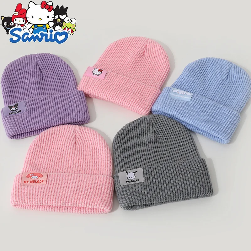 5 cores sanrio hello kitty cinnamoroll unissex algodão dos desenhos animados chapéus casuais de malha chapéu de inverno duro hip hop chapéu presente para amigos