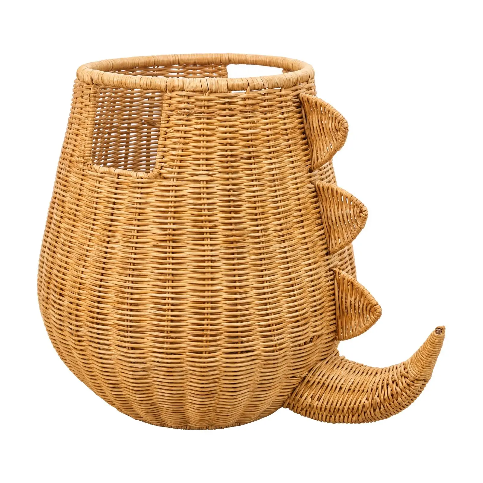 Dinosaur Shaped Wicker Basket Rattan Storage Organizer for Toys Towels Throws Home Decor