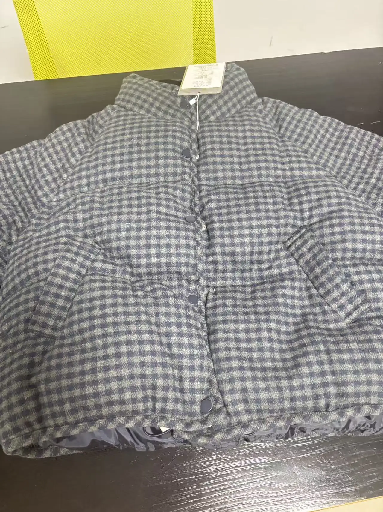 Korean-style Plaid Short Cotton Jacket Thickened Warm Stand Collar Loose Plus-size Winter Jacket Casual Long-sleeve Outerwear