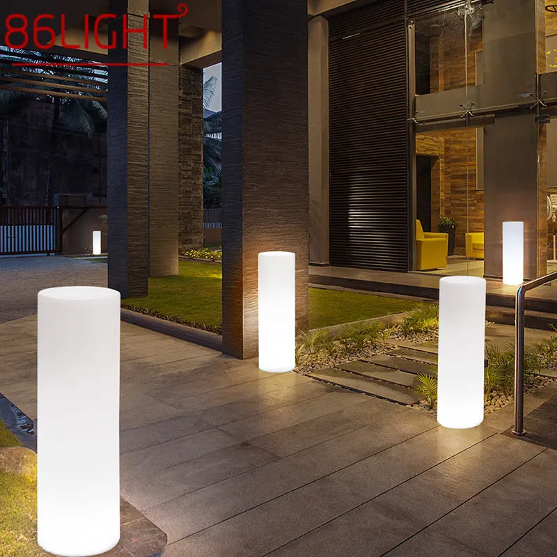 86LIGHT Modern Cylinder Landscape Lamp Creative Outdoors LED Lawn Light Remote Control Waterproof IP65 for Hotel Garden