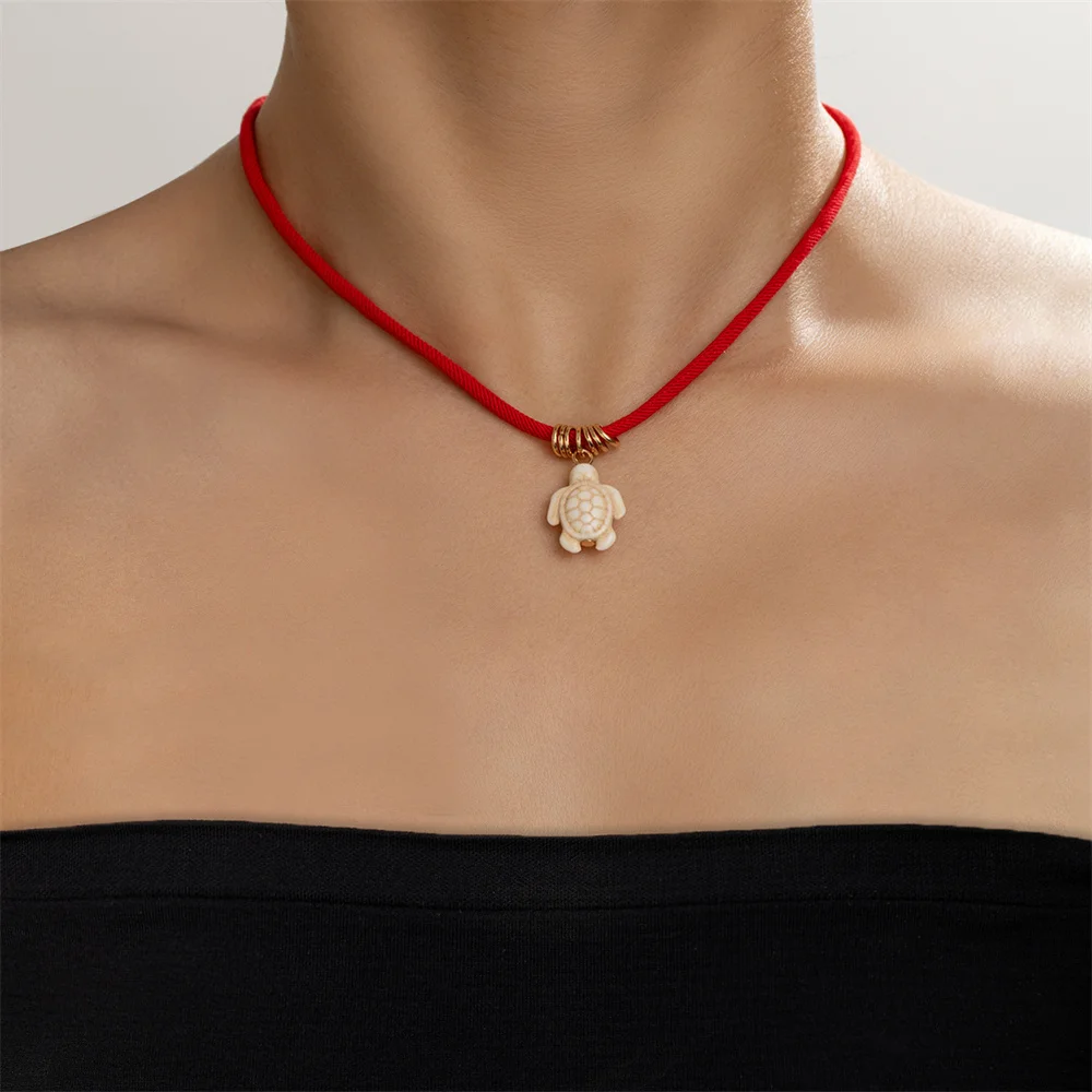 Fashion Beach Wind Ocean Elements Ceramic Small Fish Elephant Red Coral Sea Turtle Pendant Colorful Beaded Necklace - view 3