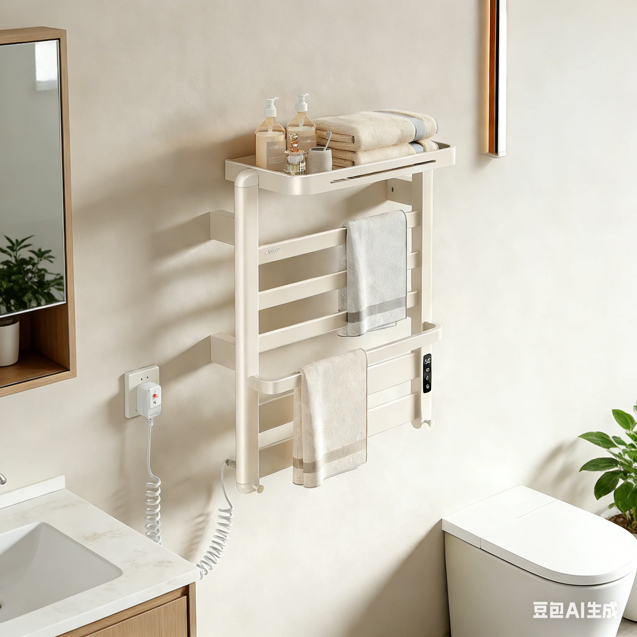 European wall-mounted intelligent heating towel rack with timing heating function