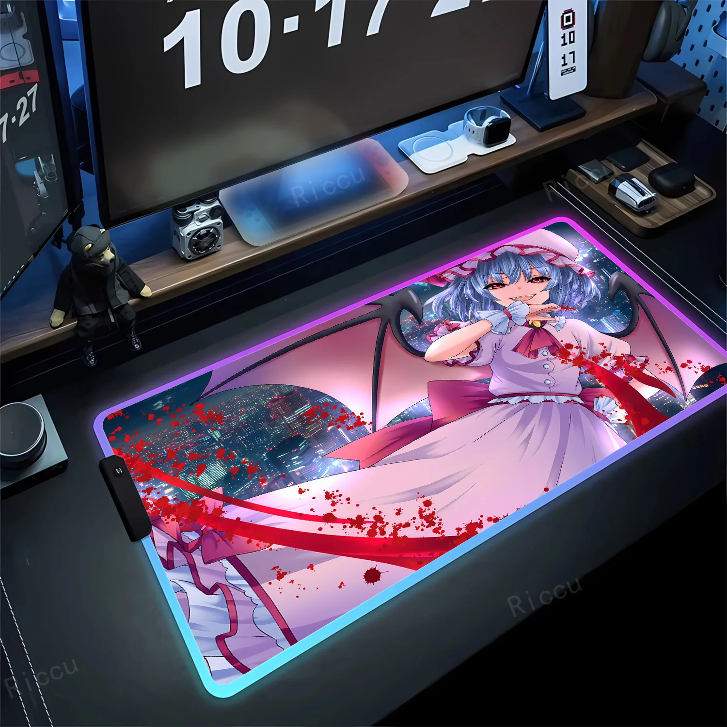 Anime Touhou Project RGB Pc Gamer Keyboard mouse pad teclado mousepad LED Glowing Mouse desk mat Rubber Gaming Computer Mausepad