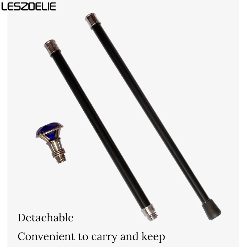 Tongkat Jalan Mewah Berlian Biru Royal dengan Gagang Perak, Tongkat Dekoratif Vintage Elegan untuk Pria dan Wanita