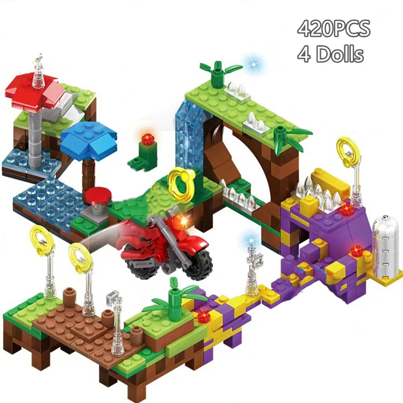 the Hedgehogs Car Pop Game Green Hill Zone Model Building Blocks Kids Toys Bricks Gift for Children Boys