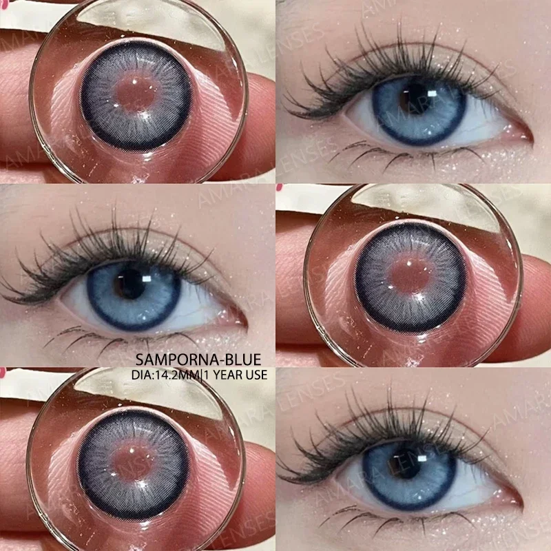 AMARA 1Pair Colored Contact Lenses Natural Look Brown Eye Lenses Gray Contact gray Lenses Fast Delivery Green Eye Lens