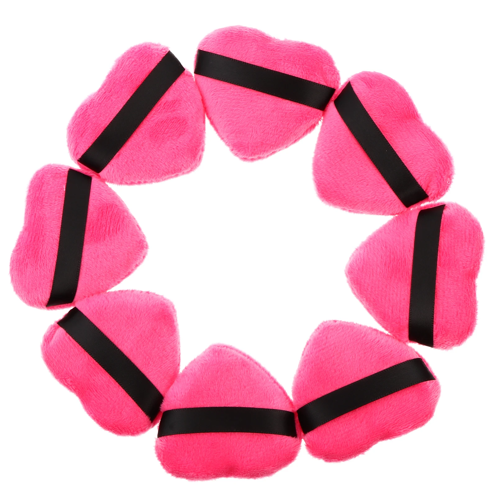 

8pcs Pink Heart Shaped Canvas Makeup Lightweight Compact Women Beauty Egg Powder Puff Loose Facial Cosmetics