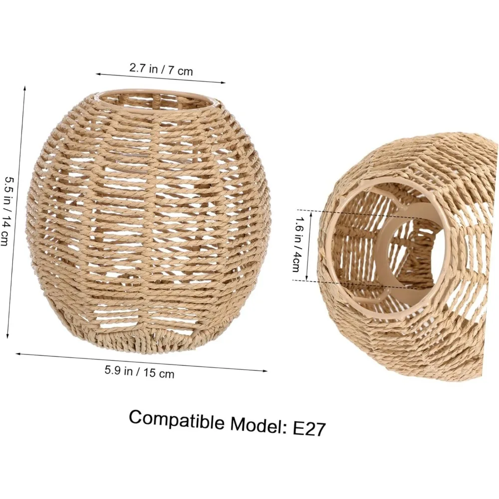 rattan lamp shade small boho shades replacement - pendant sconce shade ceiling fan light covers round woven lampshade for floor