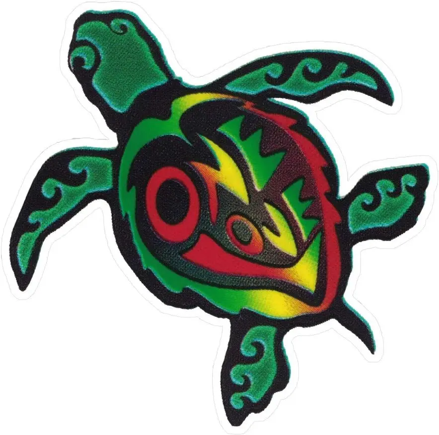 StickerBiz Reggae Rasta One Love Turtle Small Translucent Two Sided Small Car Window Laptop Water Bottle Decal