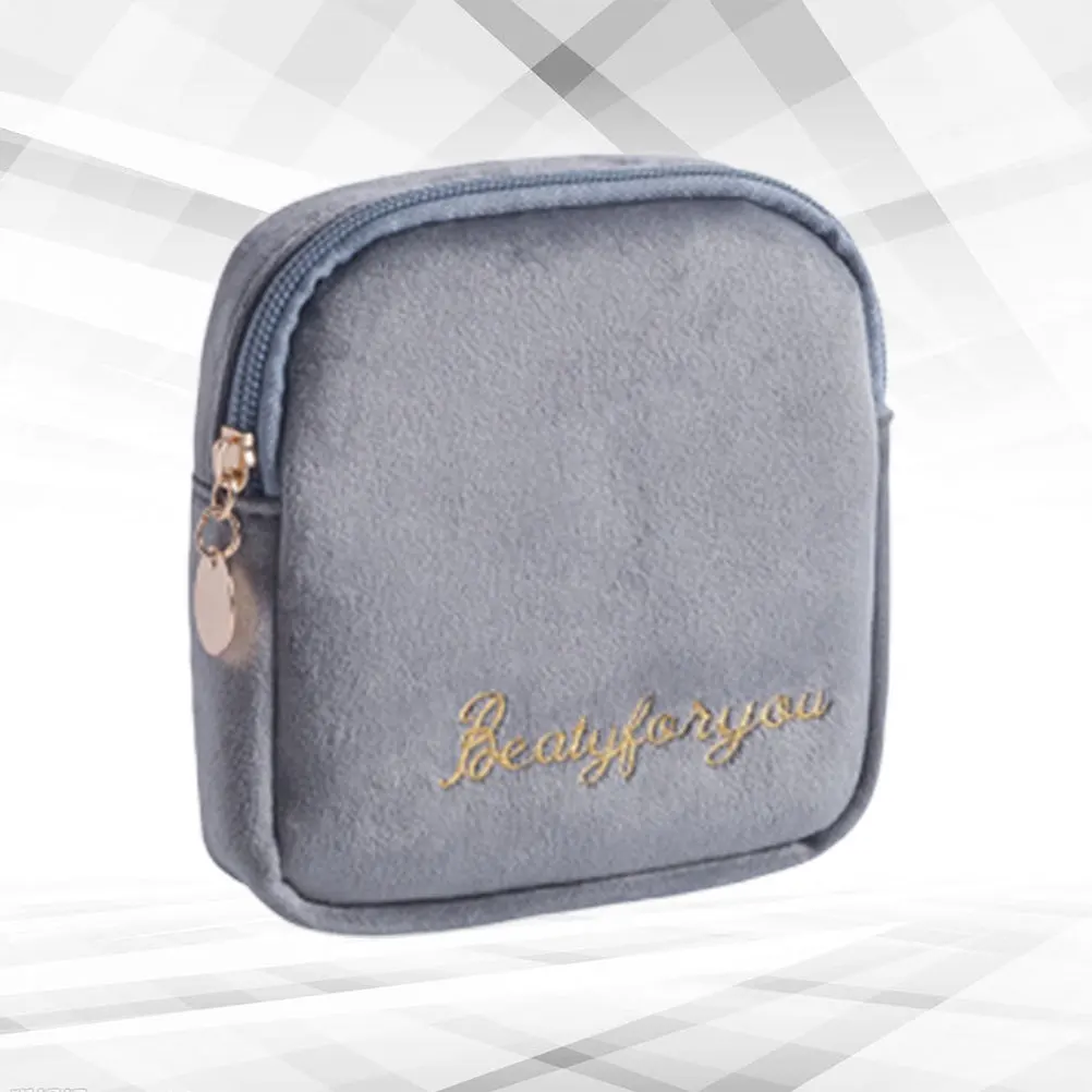 

Portable Sanitary Towel Storage Pouch Zippered Cotton Bag Travel Organizer for Women Grey Sanitary Towel Storage Pouch
