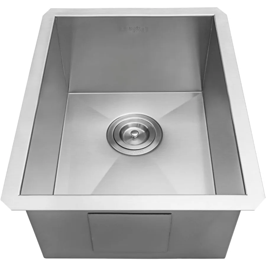 Ruvati RVH7110 حوض بار 14 بوصة 16 مقياس وعاء واحد من الفولاذ المقاوم للصدأ لتركيب سطح المطبخ والبار Dur