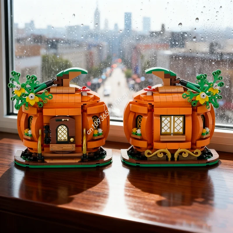 

640 шт. MOC сезонный Хэллоуин тыква коттедж модель строительные блоки строительные образовательные кирпичные игрушки рождественские подарки на день рождения