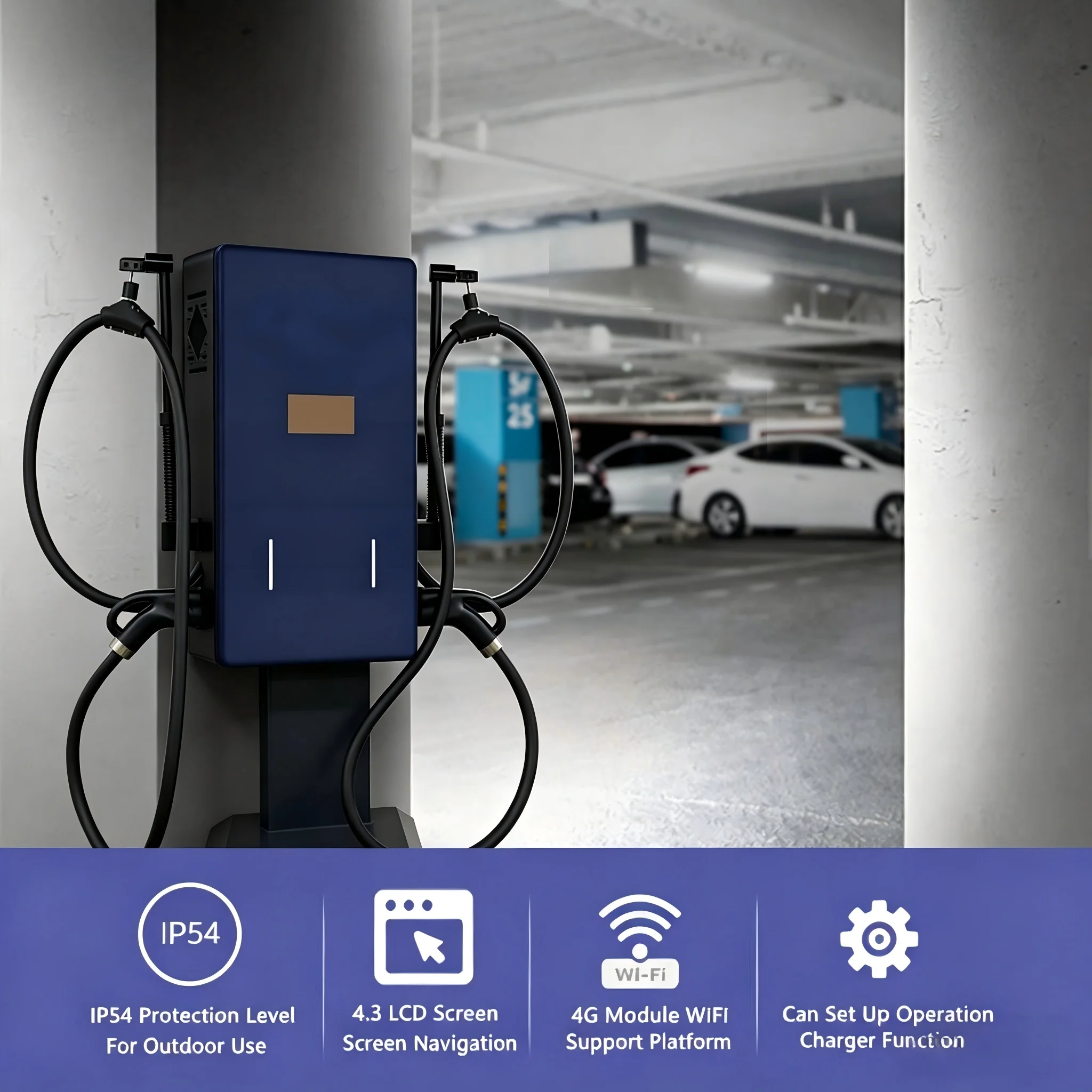 New EV Charge Solution AC 40KW CCS2 Wall-Mounted Charging Station for Electric Cars with IP54 Protection and CE Certification