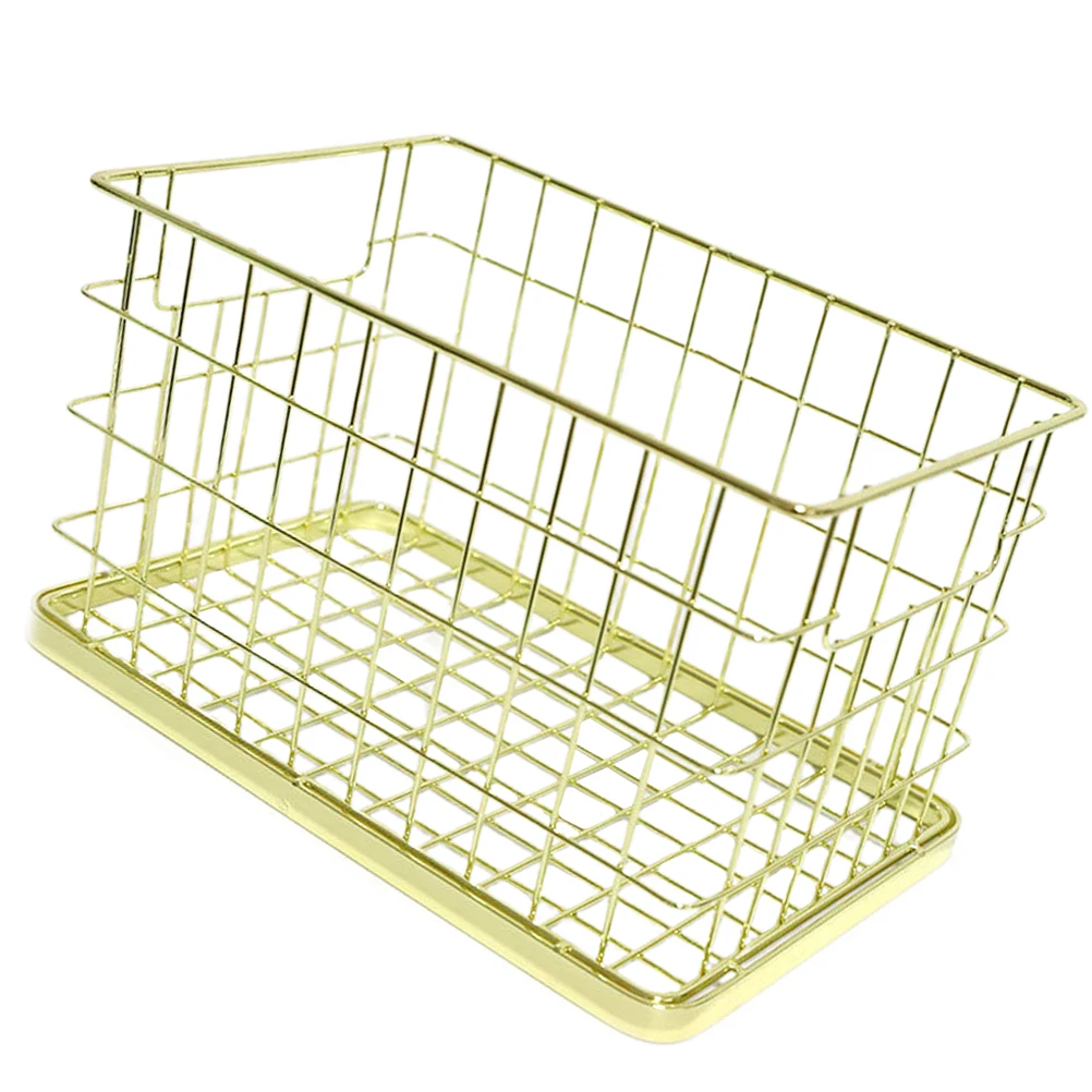 

Golden Storage Basket for Bedroom Bathroom Home Decor Iron Multi Purpose Household Container Rack Storage Solution