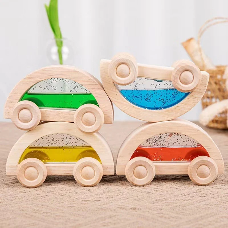 Wooden Car Toys Colorful Wooden Vehicle Set Toy And Fine Movement Development Educational Toys Hand On Ability Training