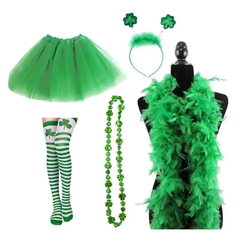 

R1WE повязка на голову с трилистником, шарф и гетры, милая женская средневековая вечерние юбка-пачка и ожерелье на день Святого