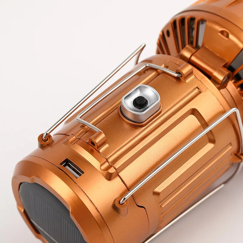 LED Solar Camping Lights Portable with Fan Solar Charge Rechargeable Night Light Hanging Tent Fish Flashlight Multifunction Lamp