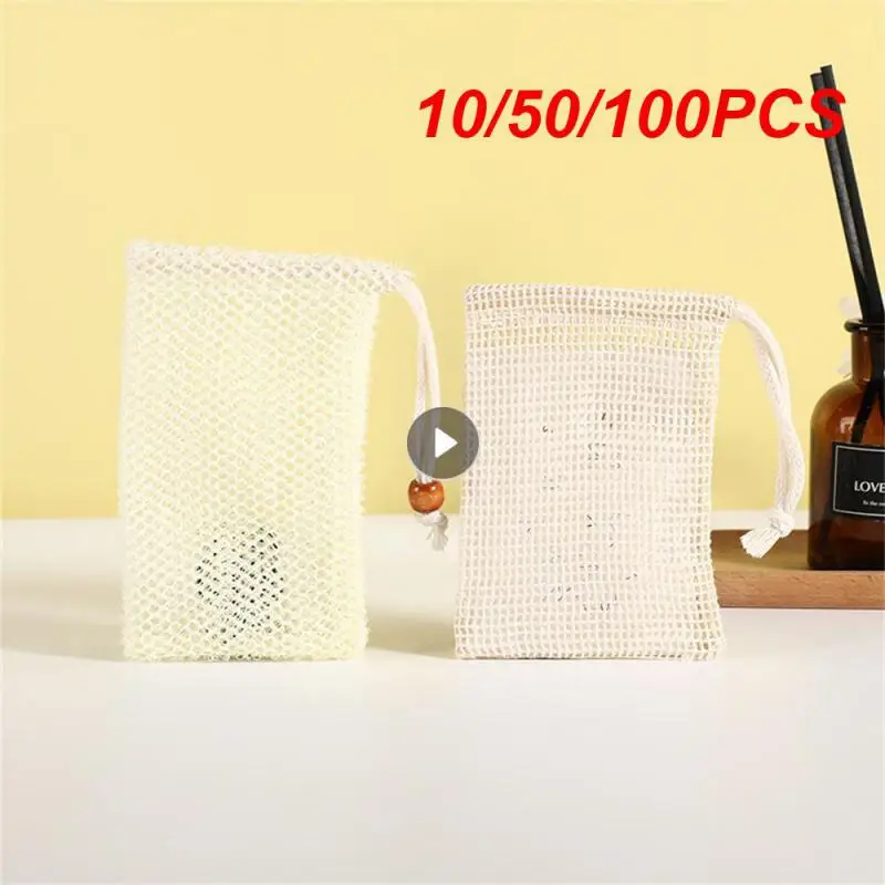 10/50/100PCS Bubbling Bubble Net Natural Handy Soap Holder Exfoliating Mesh Bag Sustainable Soap Storage Soap Bath Soap Bag