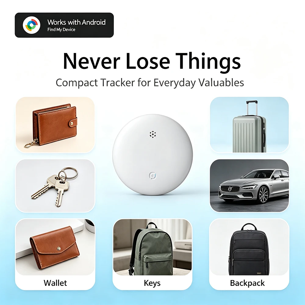 Portable Smart Tracking Device IP67 Dustproof Waterproof Bluetooth Locator with Lanyard for Keys Pets Travel Bag