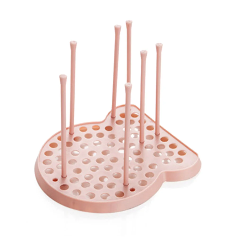 Cup Bowl Dish Drainer Holder Organizer Dish Drying Rack Plastic Kitchen Plate Grids Drainer Colanders Storage Frame (Pink)