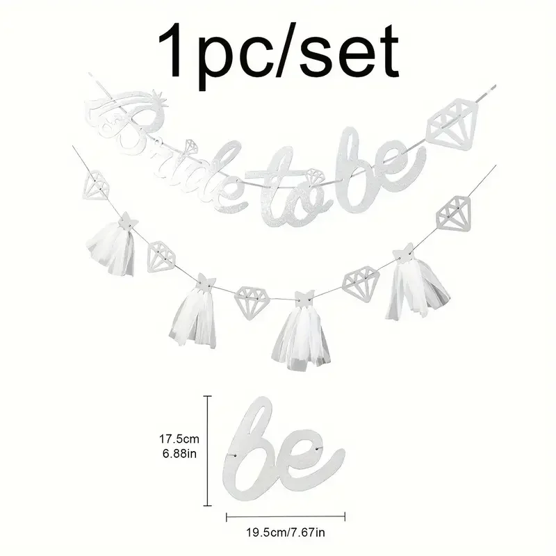 مجموعة واحدة من العروس اللامعة لتكون راية دش الزفاف فستان غزل الماس أعلام جارلاند خلفية الصورة لديكور حفلات الزفاف والعازبة #5