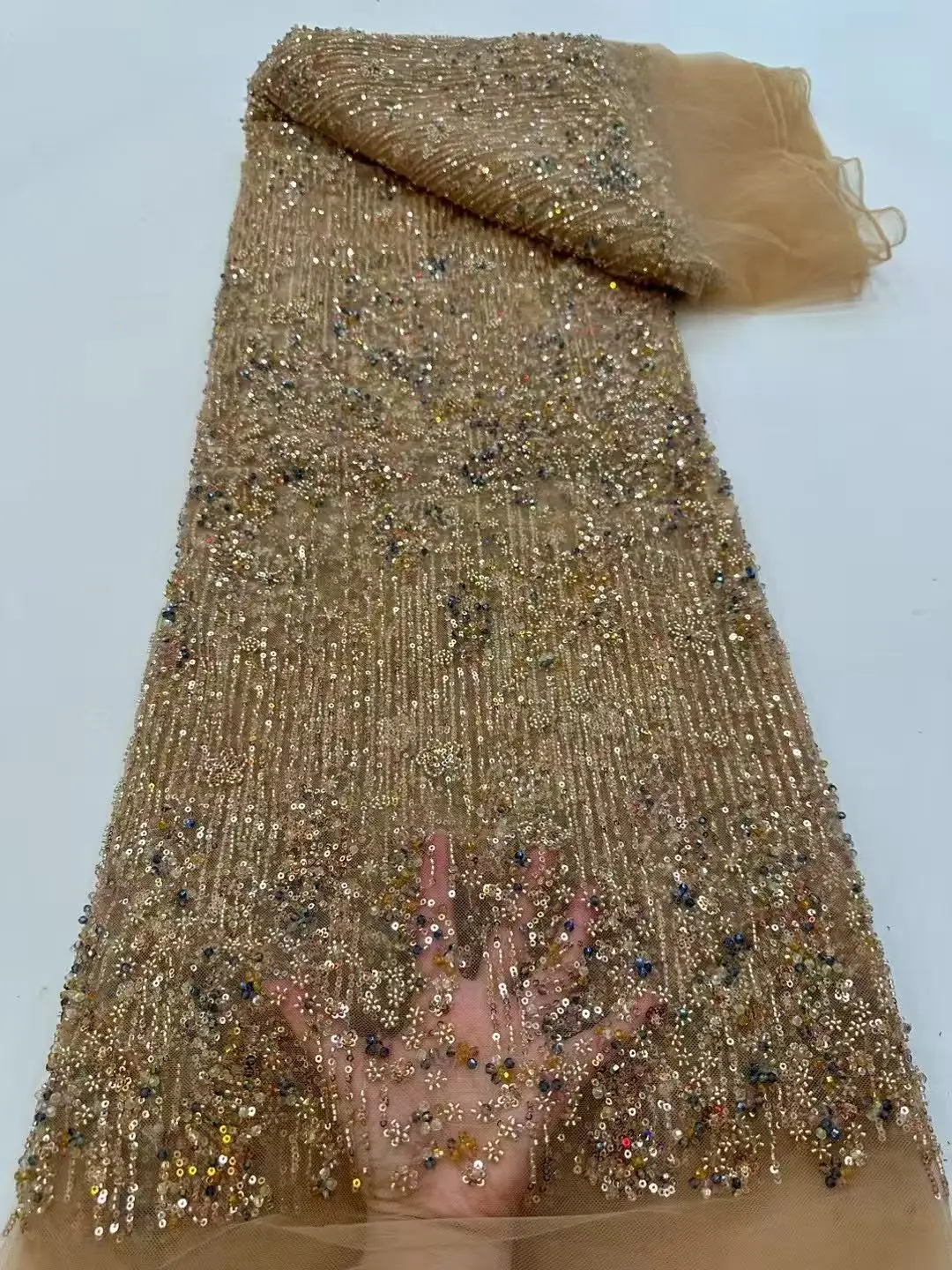 بريق مطرز أقمشة الدانتيل الأفريقي أقمشة الدانتيل 5 ياردة جودة عالية 2025 أقمشة لفساتين الحفلات مع أحجار الراين KB4903