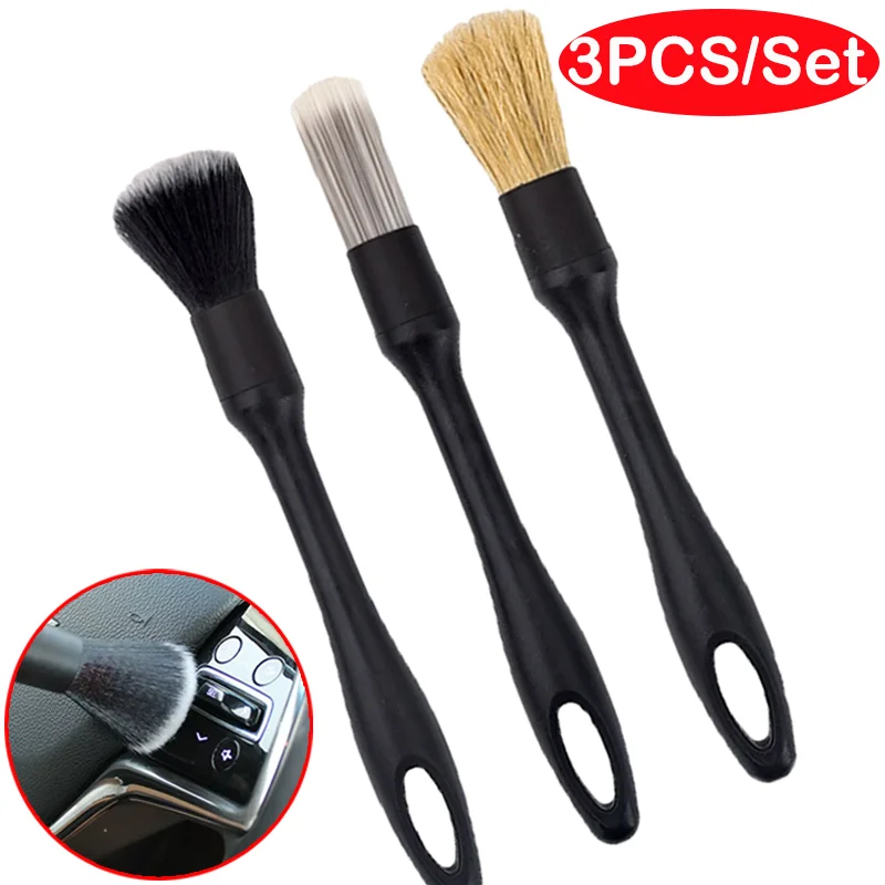 

Soft Car Detailing Brush Hot-selling Universal Cars Interior Dashboard Necessary Cleaning Brush Tool Auto Accessories 3Pcs/set