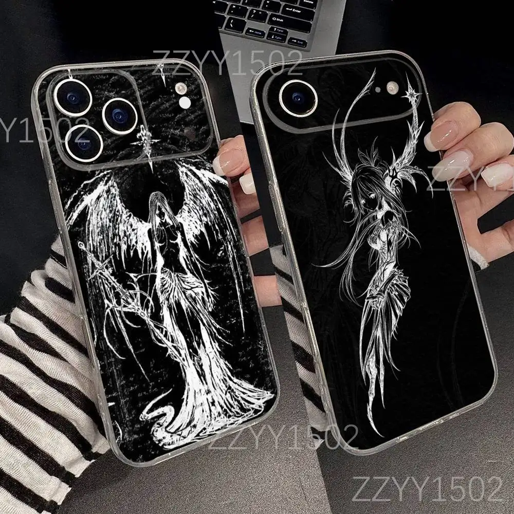 

Gothic Girl Sculpture Retro Phone Case For iPhone 17,16,15,14,13,12,11 Pro,Max,Plus,X,XS,XR,SE4,E Mini Transparent Soft