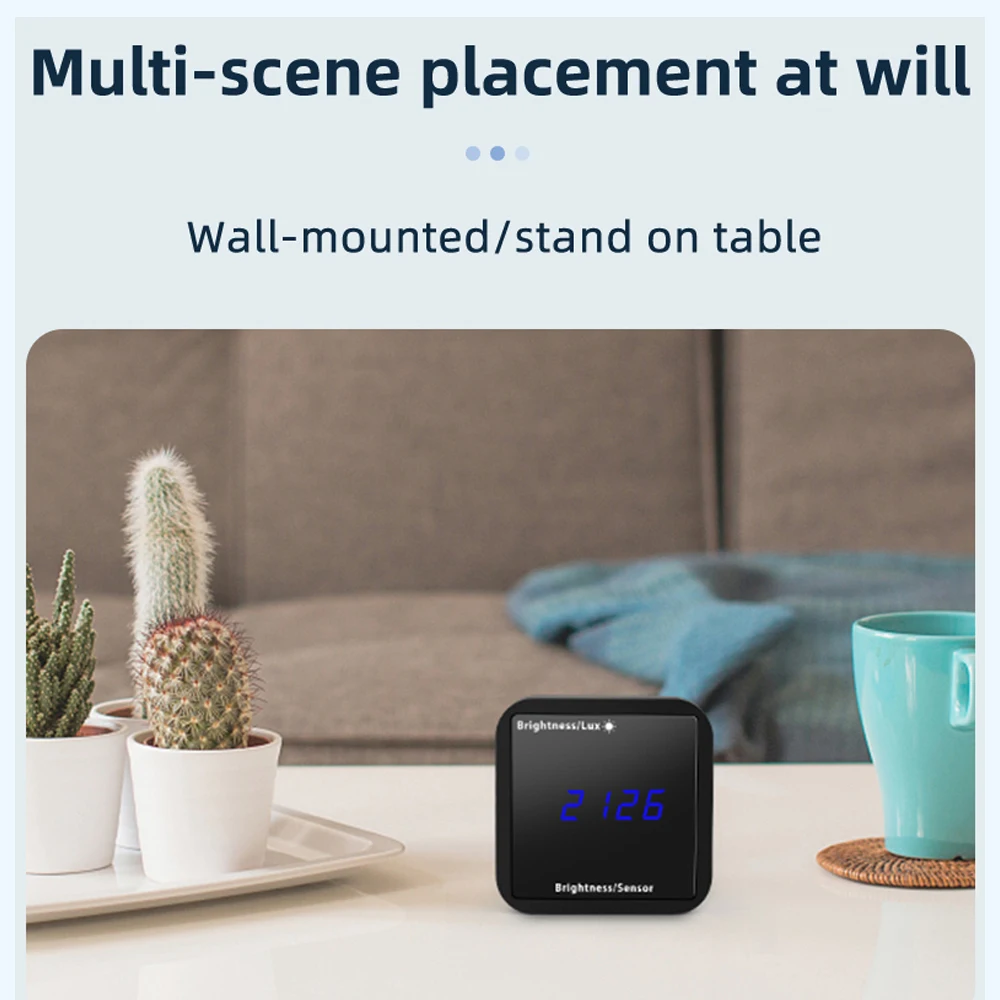 Tuya ZigBee كاشف الضوء الذكي مستشعر درجة الحرارة والرطوبة مع شاشة LED يدعم التحكم في التطبيق والربط المنزلي المتوافق