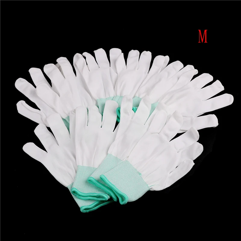 5Pairs Quilting Gloves For Free-Motion Quilting Working Gloves White Nylon Sewing Glove With Grip Fingertip For Crafting Quilter