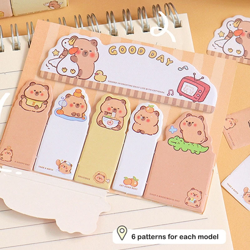 120Pcs Capybara Sticky Index Tab Cute Memoranda Notebook Page Markers Classify Sticker Office School Supplies