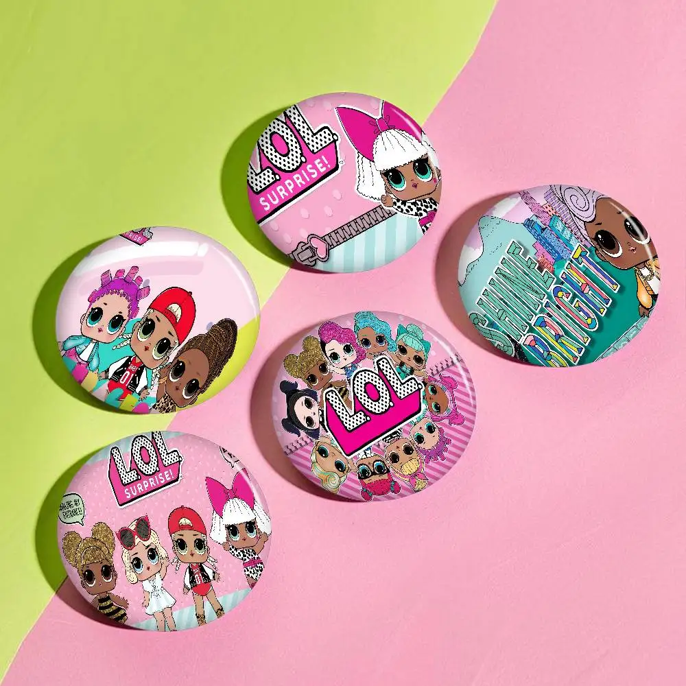 L-O-L S-Surprise Dolls Creative Pins Funny Round Snap-in Brooch Badge Backpack Hat Accessories Jewelry Gifts for Friend