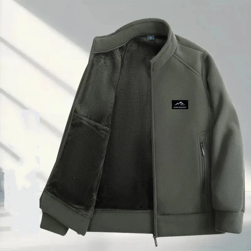 

Autumn Winter Men's Fleece Polar Fleece Jackets Winter Clothes Middle-aged Elderly Cotton Jackets Middle-aged Cotton Jackets