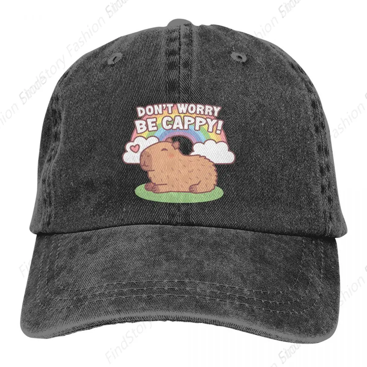 Rainbow Don't Worry Be Cappy  Capybara Animal Baseball Cap Men Women Cotton Denim Hat Visor Protection Sports Unisex